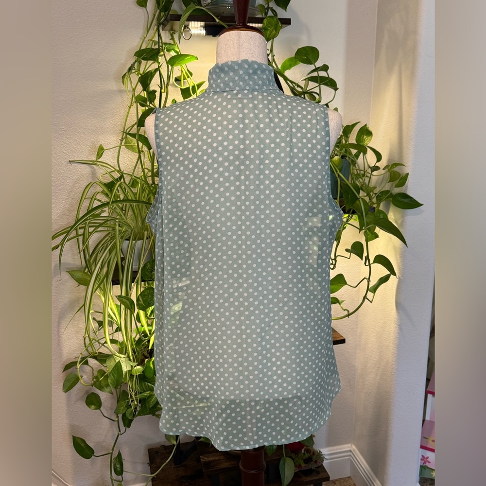 New York & Company Polka Dot Blouse - Light Blue - Picture 2 of 7